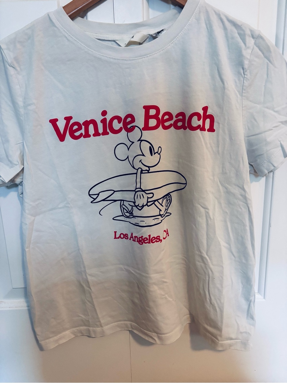 H&M Mickey Mouse White Short-Sleeve Tee with Red Venice Beach Print